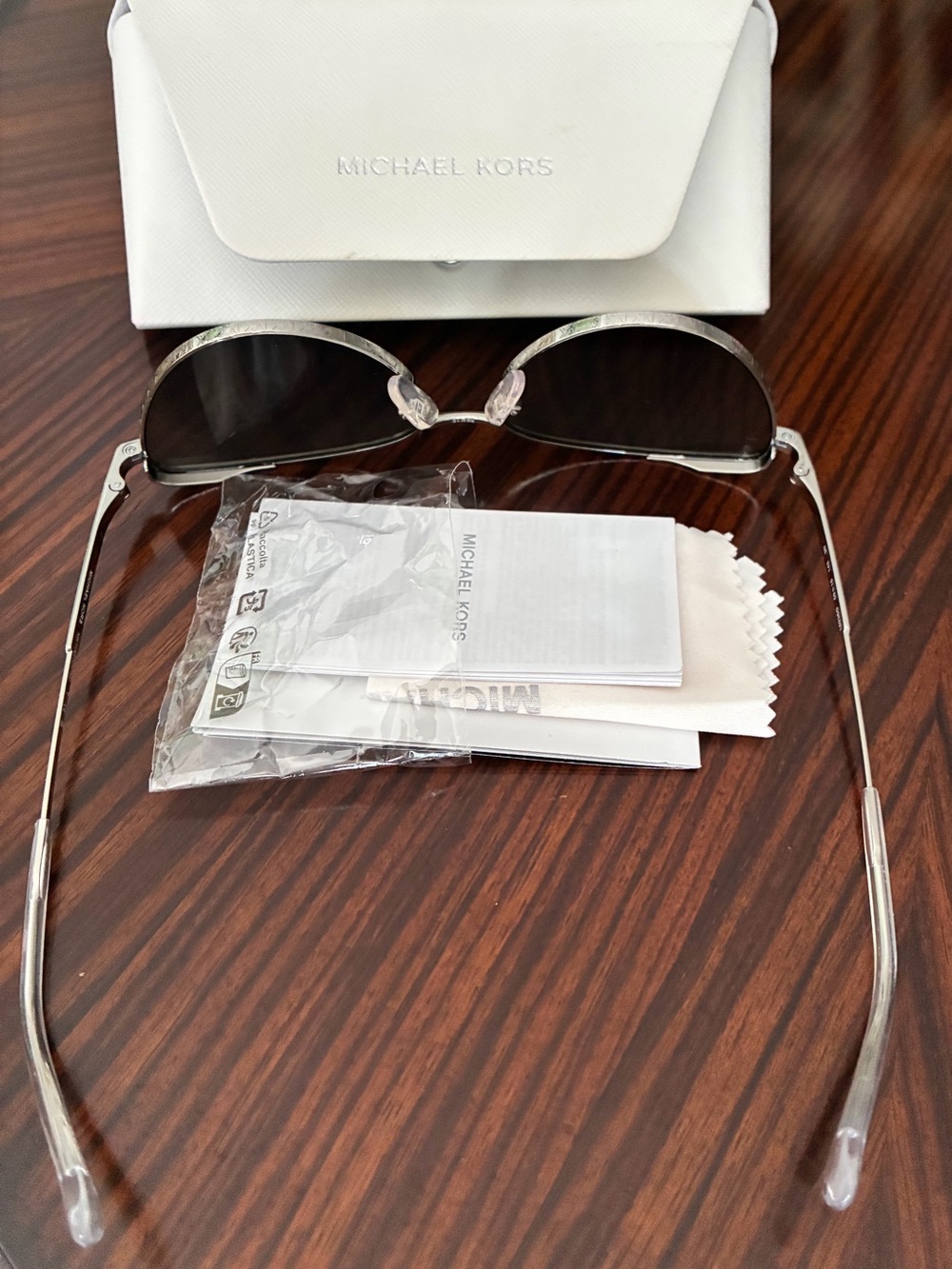 Michael Kors Silver Frame Sunglasses with Black Lenses